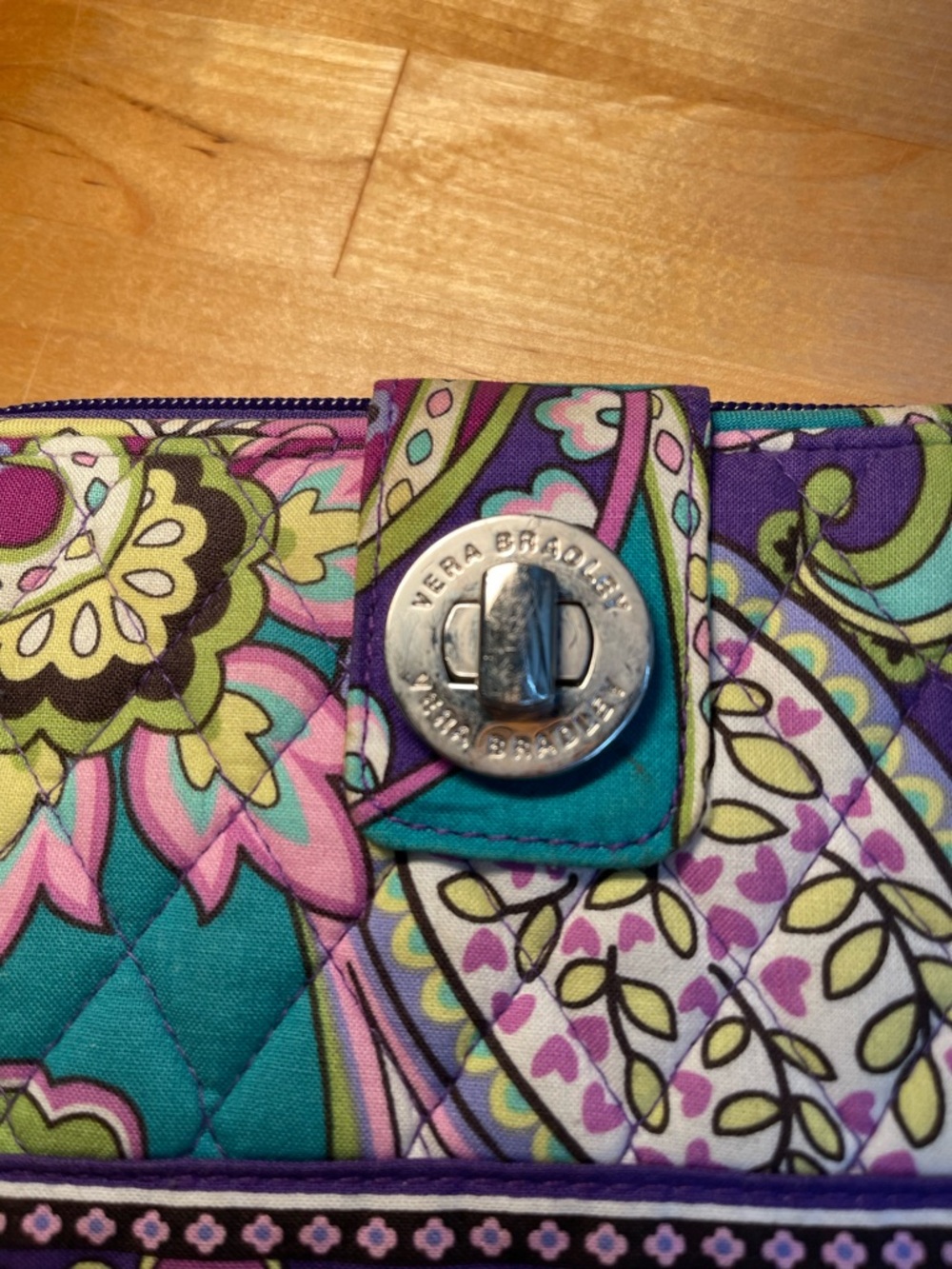 Vera Bradley Teal Purple Paisley Quilted Heather Hipster Crossbody Wallet Bundle - Picture 11 of 16